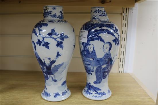 Two Chinese blue and white vases and covers